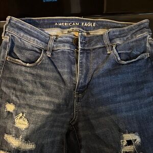 American Eagle Outfitters Women’s Distressed Dark Blue Jeans